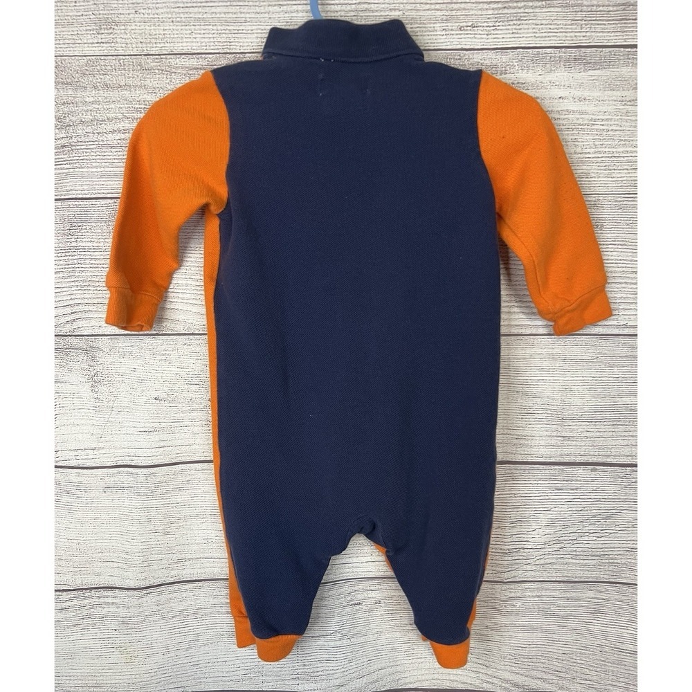 Ralph Lauren 2 Rompers Lot Yellow White Collared And Orange and Navy Long Sleeve - Picture 12 of 14